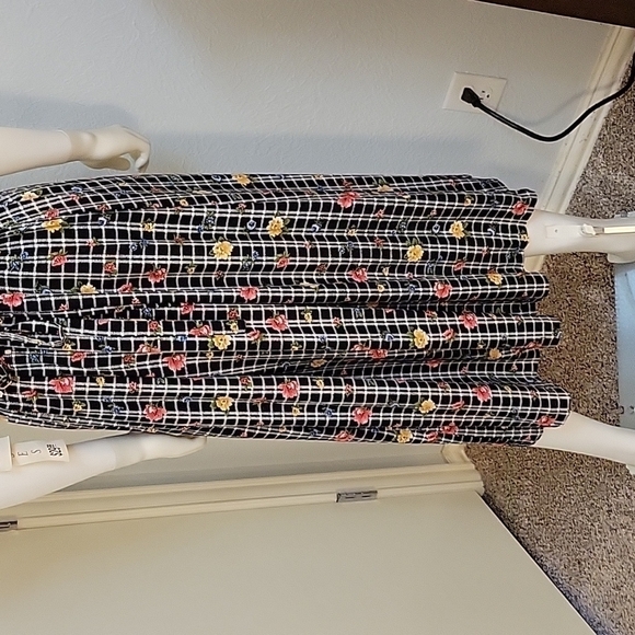 VTG ELISABETH 1980s Floral Cottage Prairie Land Girl 2Fer Shirt Dress - Picture 9 of 12